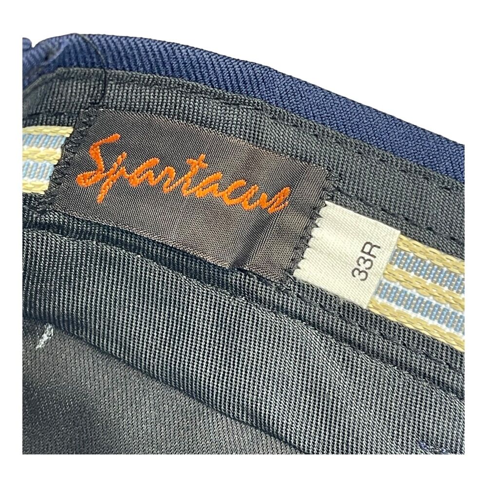 Spartacus Dress Pants Men's 33 Navy Blue 100% Polyester Slash Pockets High-Rise - Picture 6 of 7